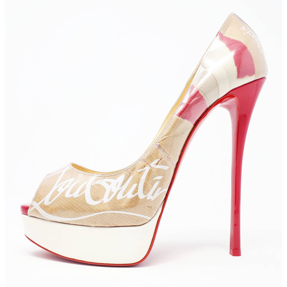 Christian Louboutin Shoes - NWT Christian Louboutin Heels Logo-Print PVC Bianca Platform Pumps EU 41